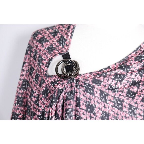 Sportmax Womens S Pink Black Cut Out Shoulder Ring Silk Mini Dress Short Sleeve - Picture 4 of 11